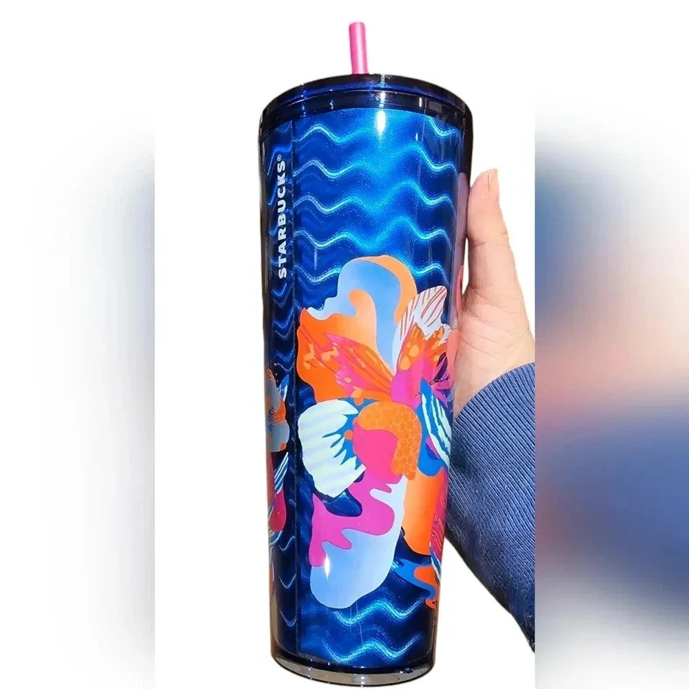 Starbucks Summer 2024 Blue Wave Tropic Summer Cold Cup Tumbler. 24oz. Venti NWT - Picture 2 of 6
